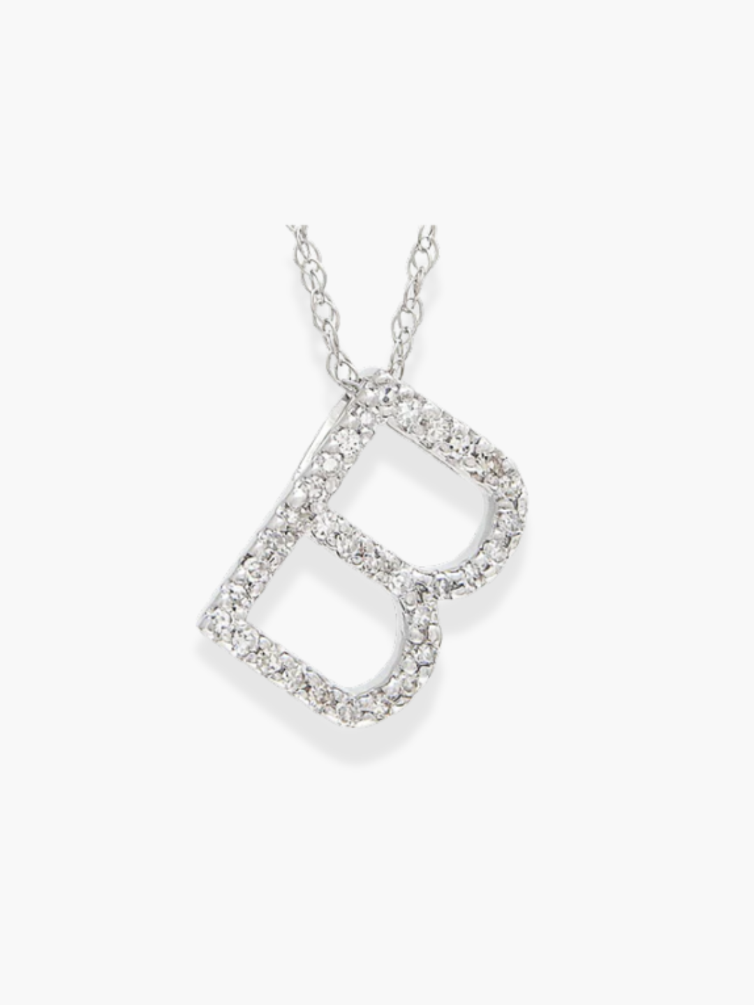 14k White Gold Initial Necklace