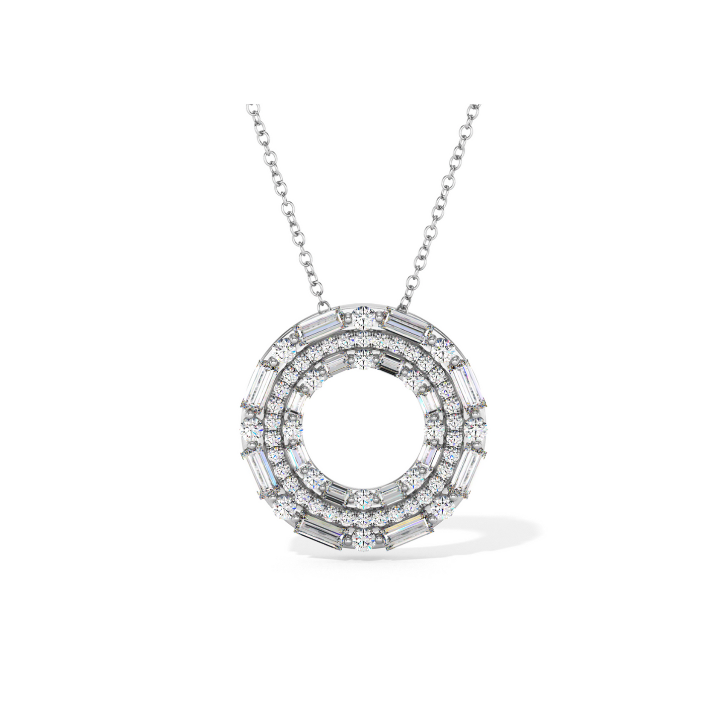 18k White Gold Size Diamond Round Shaped Pendant