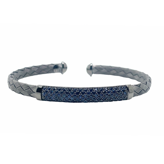 18k Black Titanium Piranesi Braided Bangle with Blue Sapphire Stones - MEN'S Collection