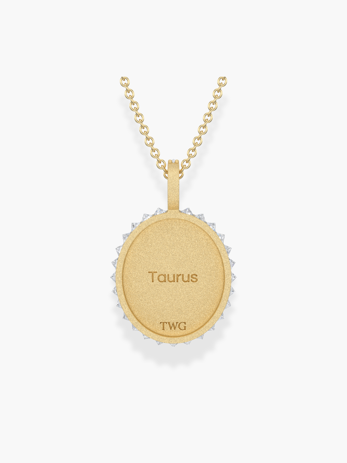 Taurus Zodiac - 18k Yellow Gold and Reversed Diamonds Necklace