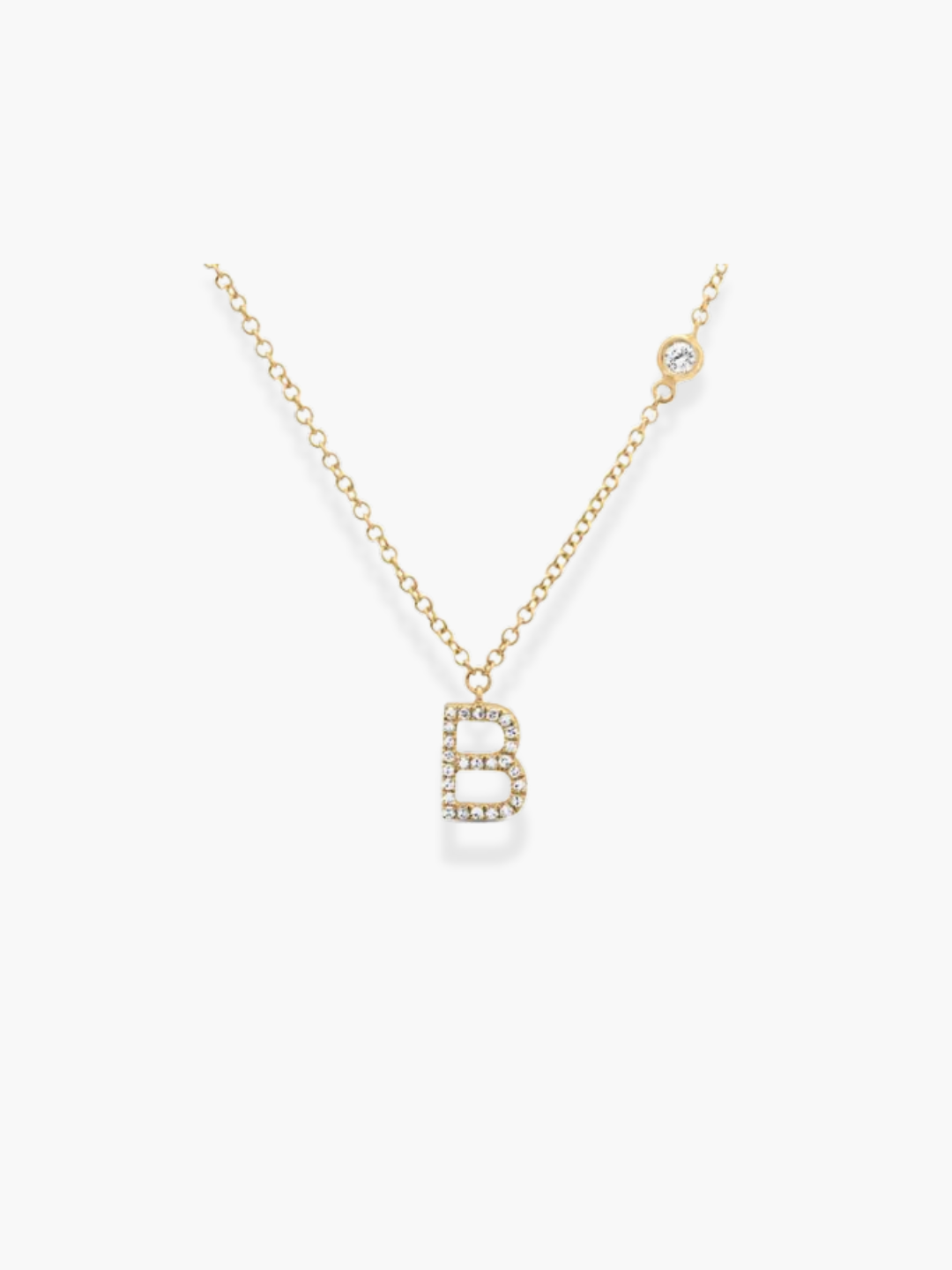 14k Yellow Gold Diamond Initial Necklace
