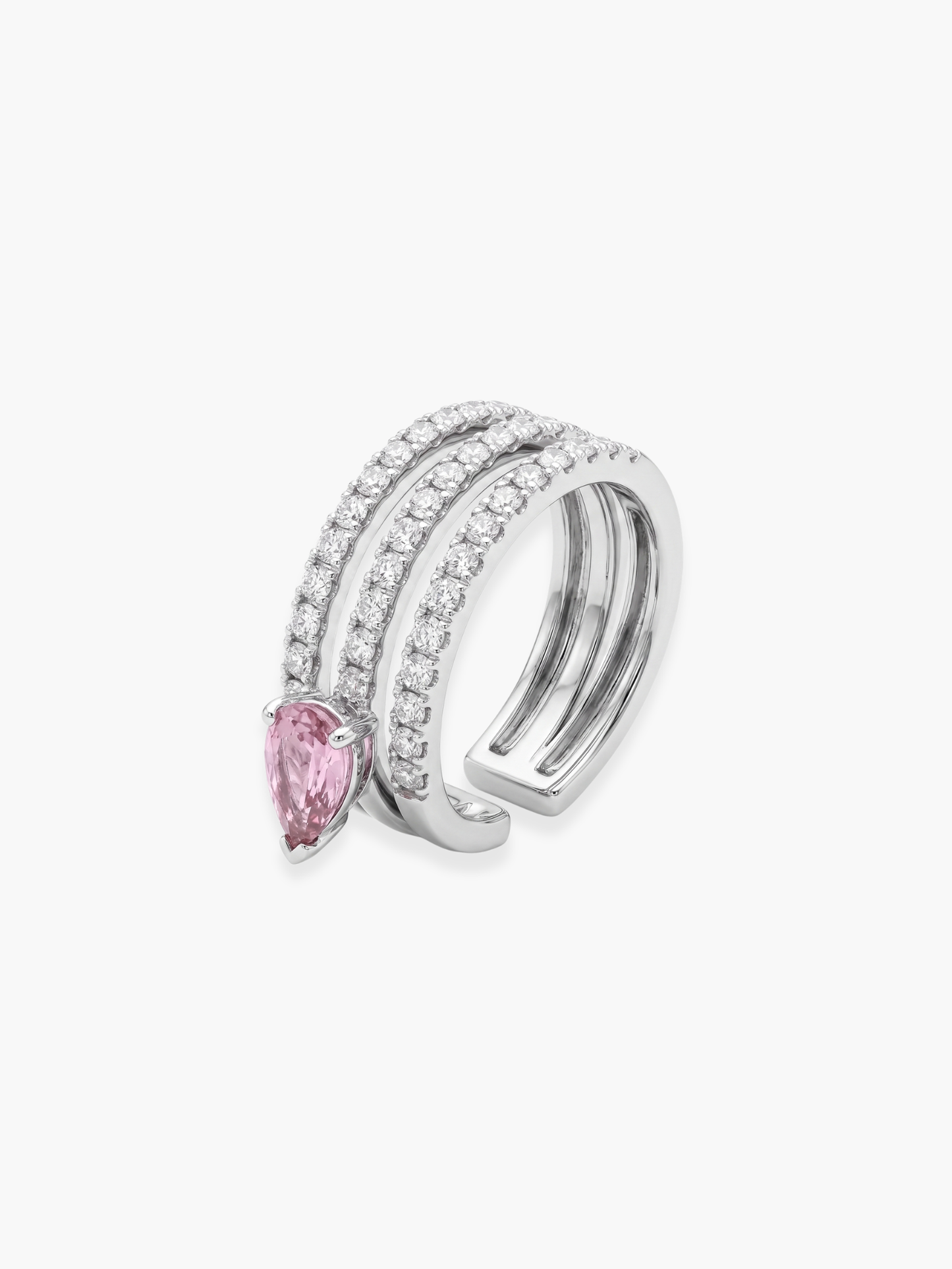 18k White Diamond And Pink Sapphire Diamond Ear Cuff