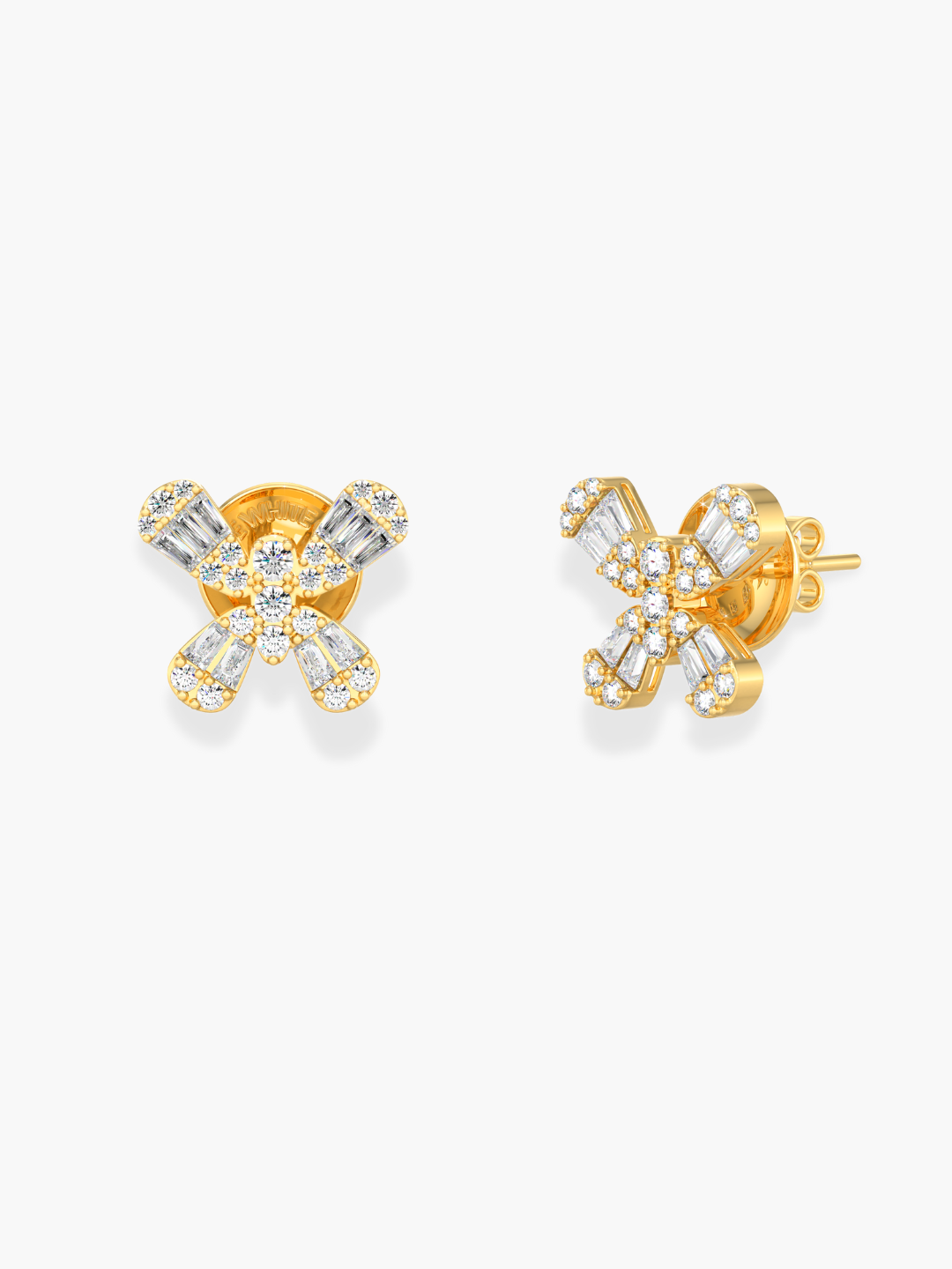 18k Yellow Gold Diamond Butterfly Earrings