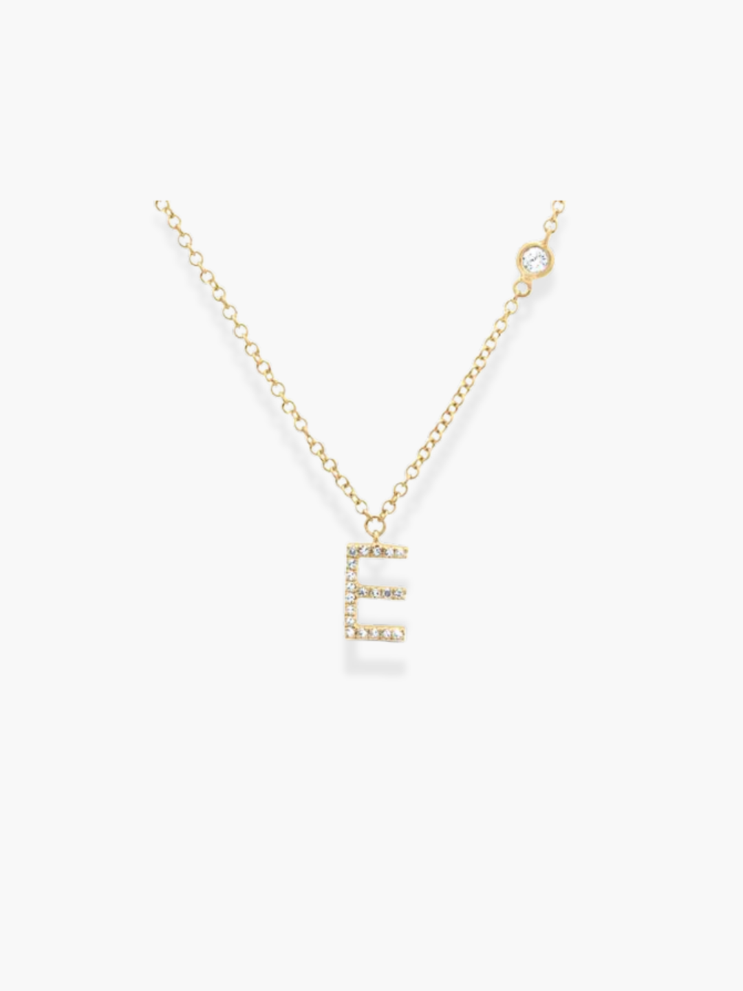 14k Yellow Gold Diamond Initials Necklace