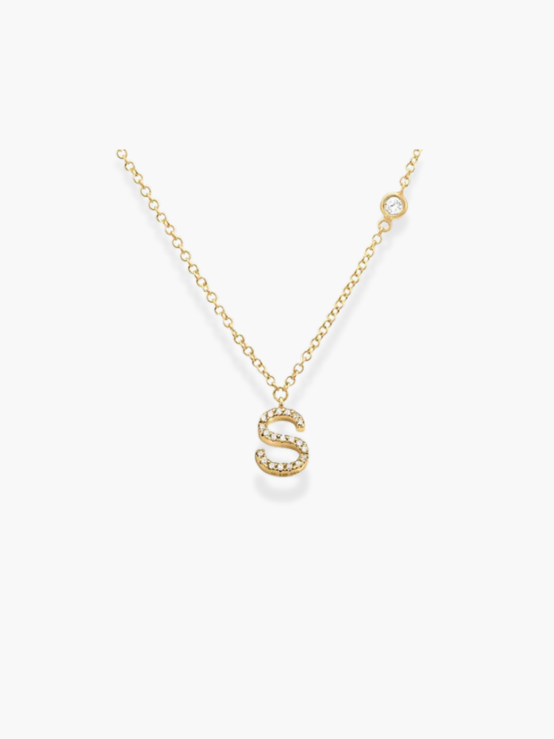 14k Yellow Gold Diamond Initials Necklace