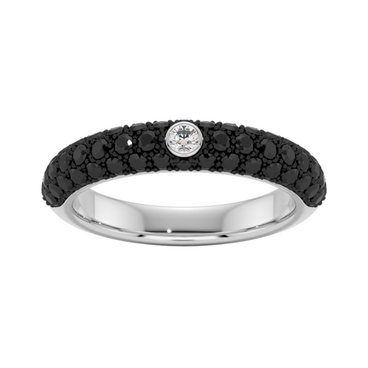 18K White gold white and black diamond ring