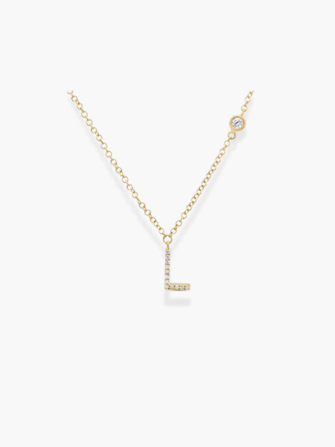 14k Yellow Gold Diamond Initials Necklace