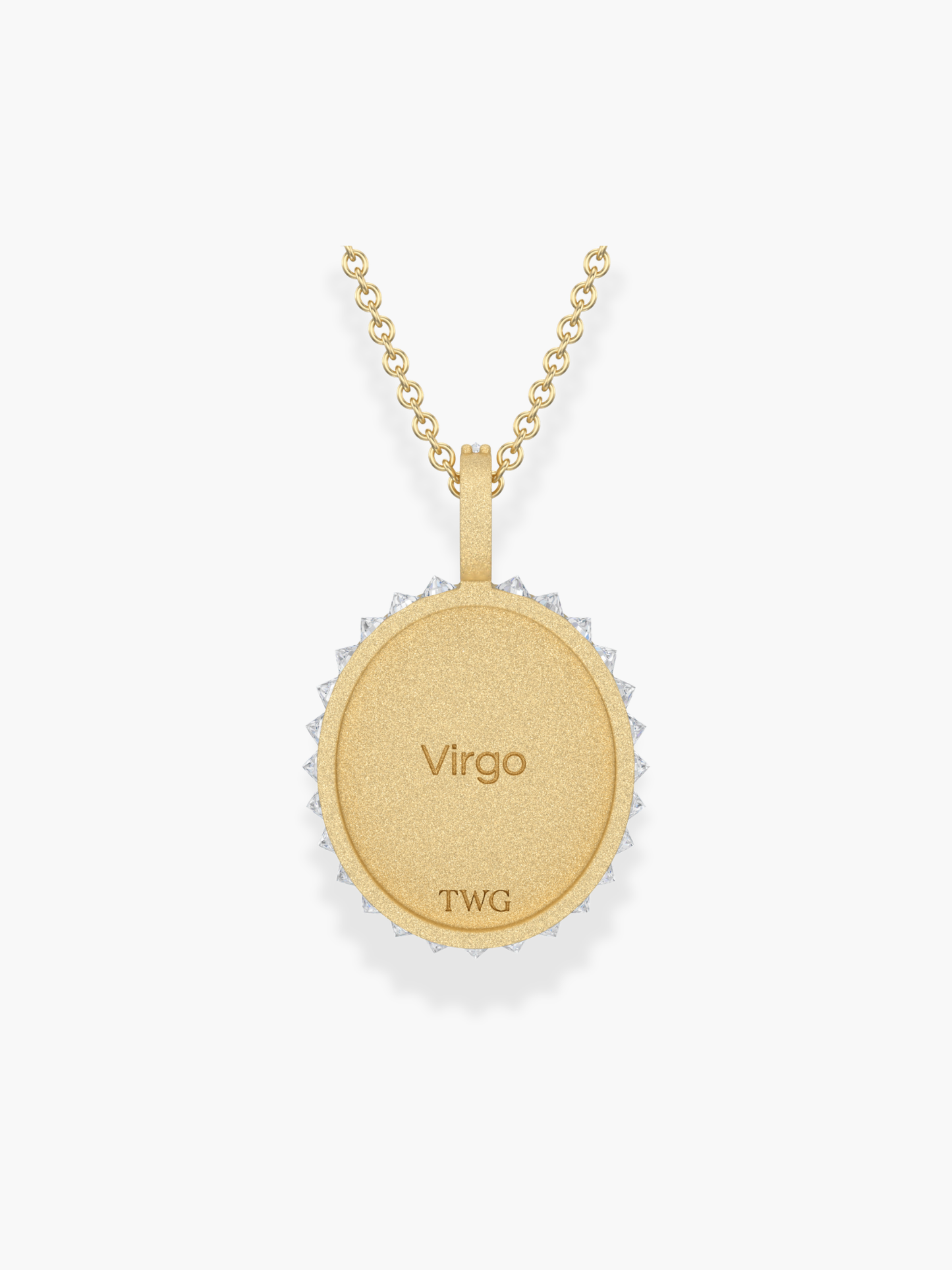 Virgo Zodiac - 18k Yellow Gold and Reversed Diamonds Necklace