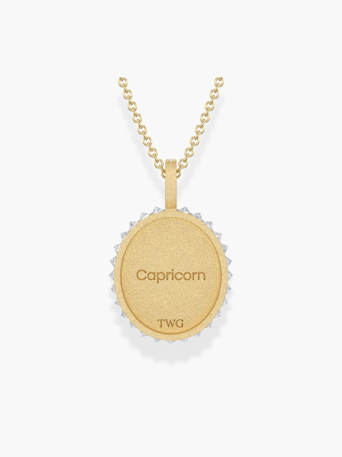 Capricorn Zodiac - 18k Yellow Gold and Reversed Diamonds Necklace