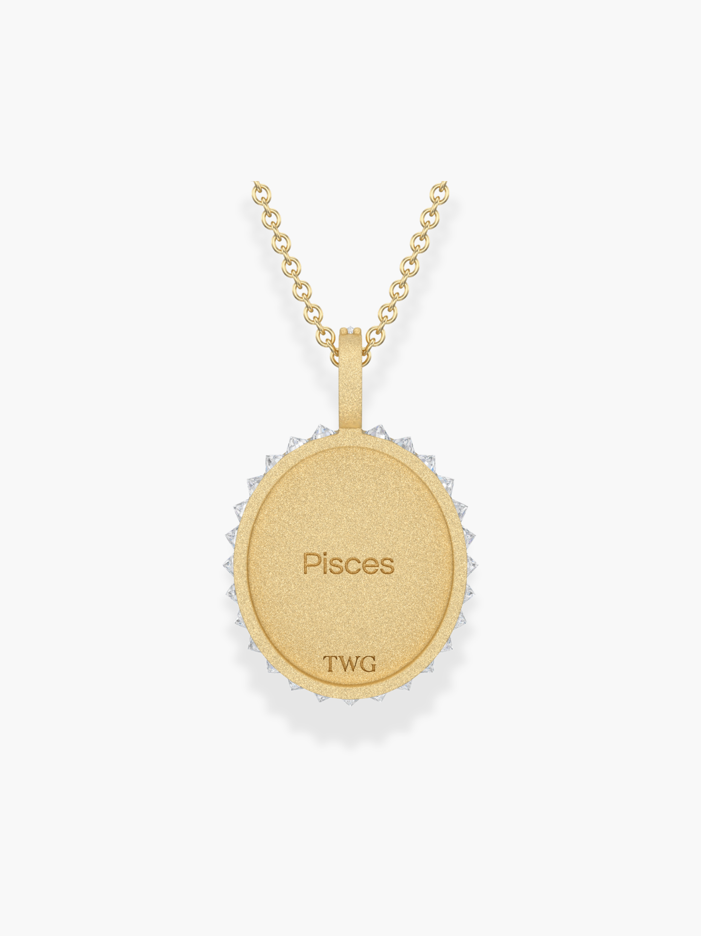 Pisces Zodiac - 18k Yellow Gold and Reversed Diamonds Necklace