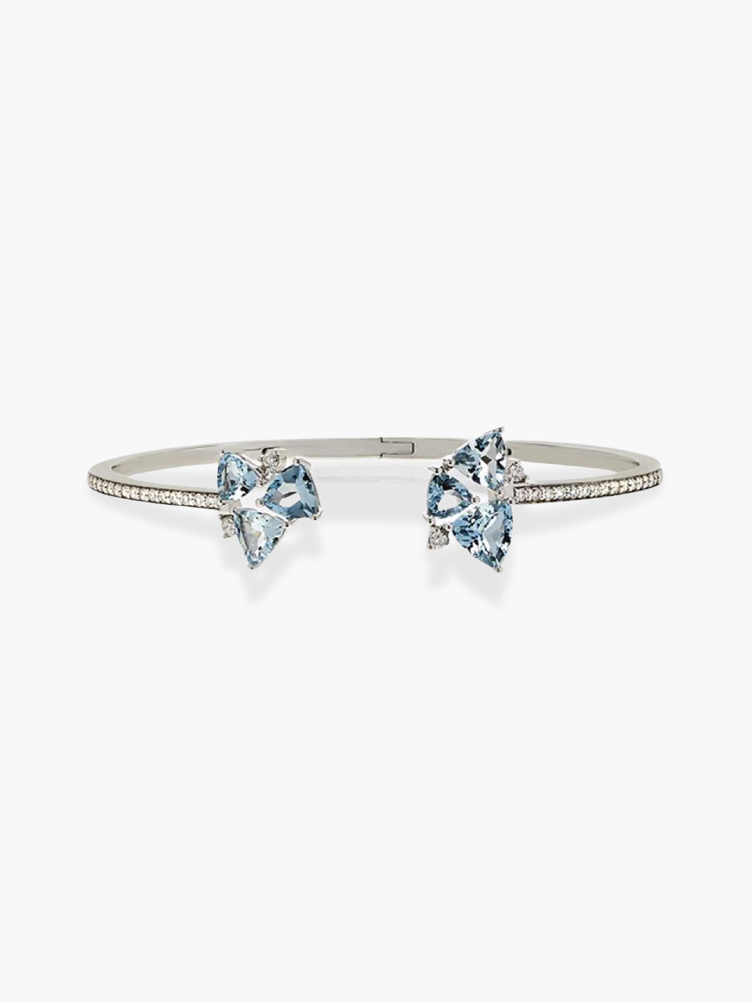18K White Gold Diamond And Aquamarine Bangle