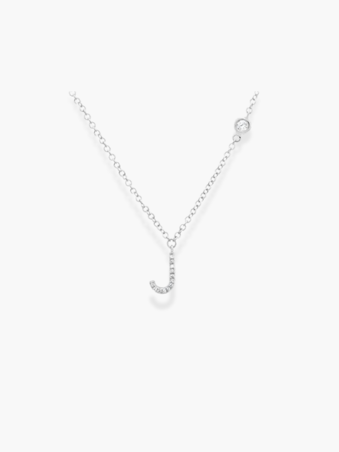 14k White Gold Diamond Initial Necklace