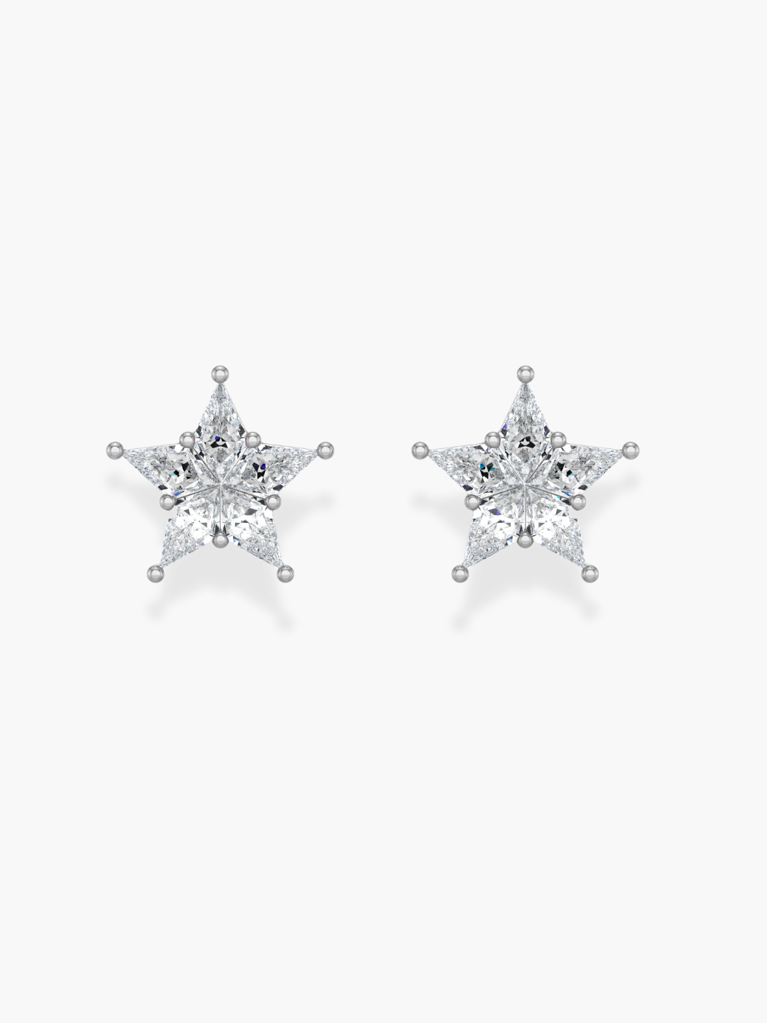 18k White Gold Diamond Star Cluster Earrings