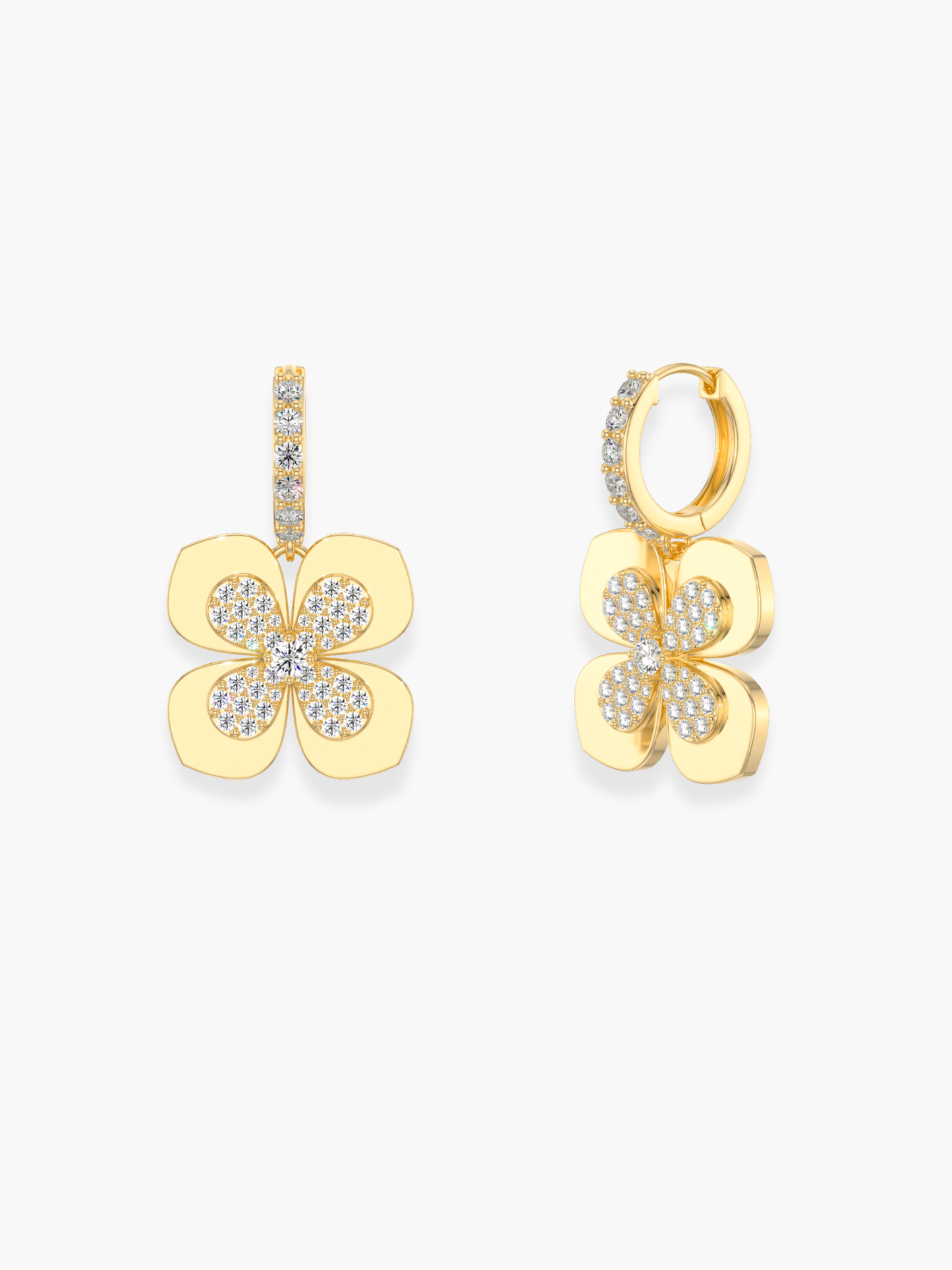 18k White Gold Florea Gold And Diamond Dangling Earrings