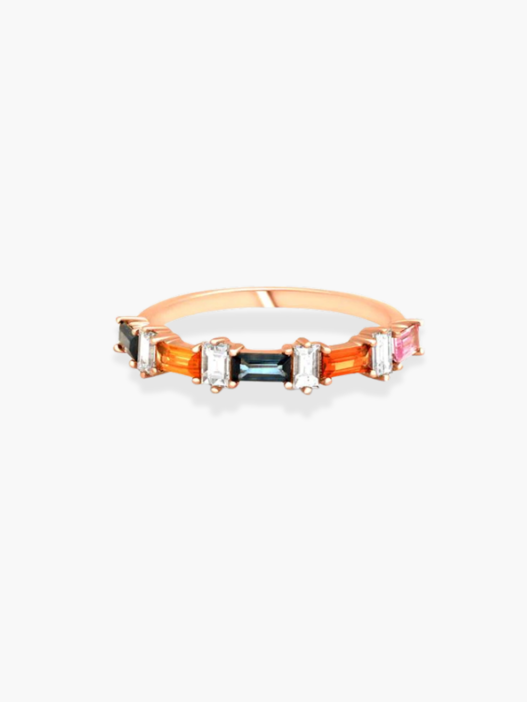 18K Rose Gold Diamond And Multi Sapphire Ring