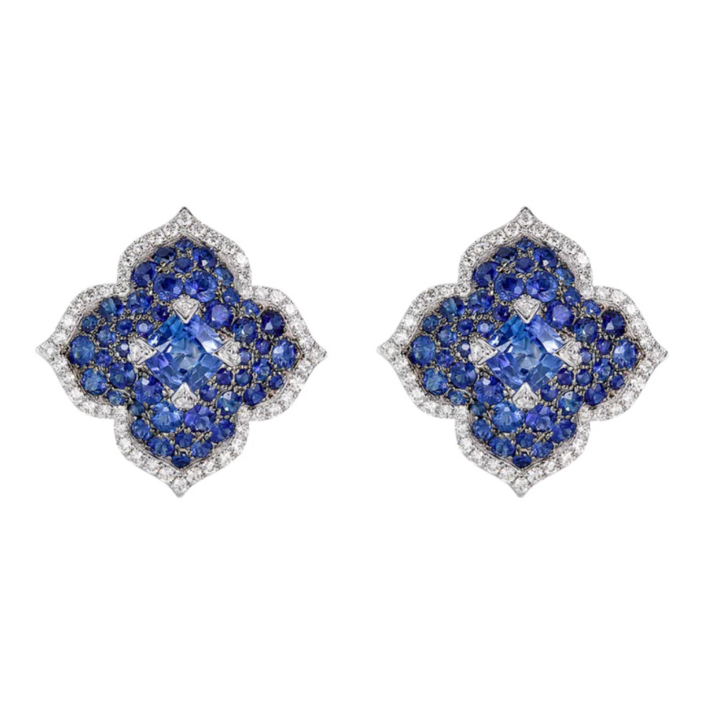 18K White Gold Piranesi Blue Sapphire Earrings