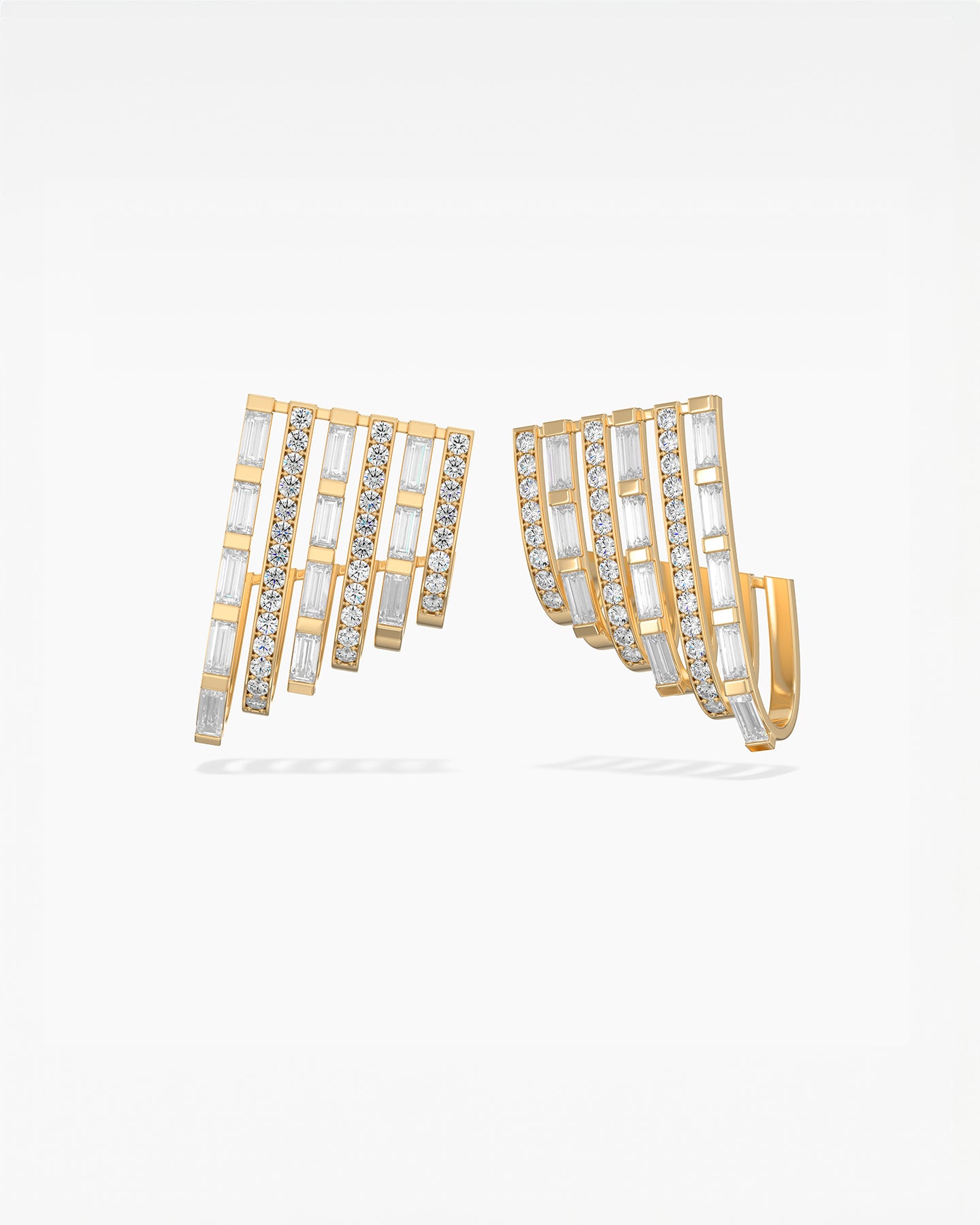 18k Rose Gold Diamond Modern Hoop Earrings