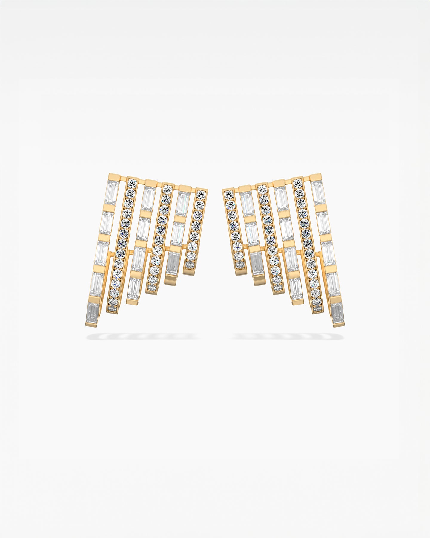 18k Rose Gold Diamond Modern Hoop Earrings