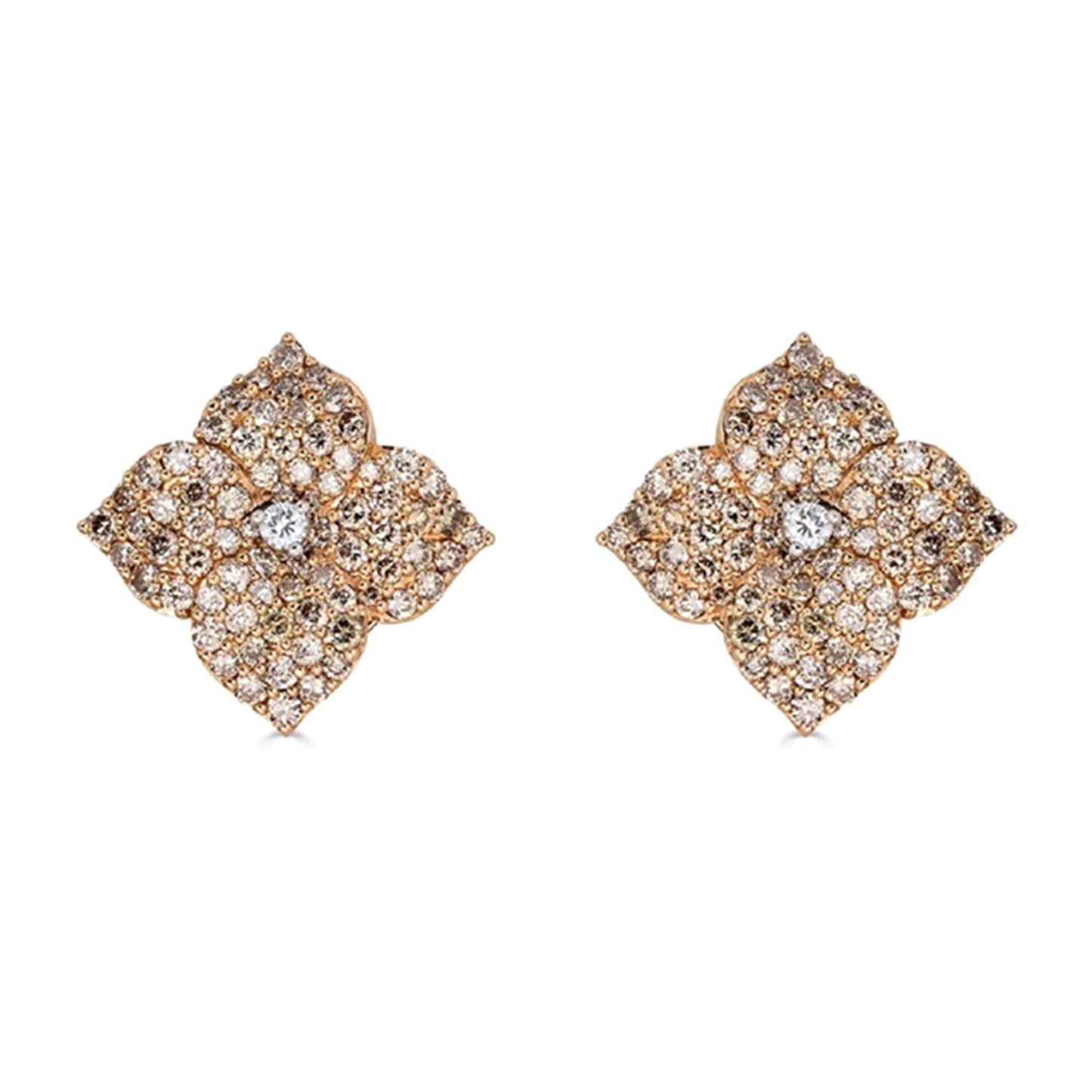 18k Rose Gold Small Champagne Diamond Piranesi Earrings