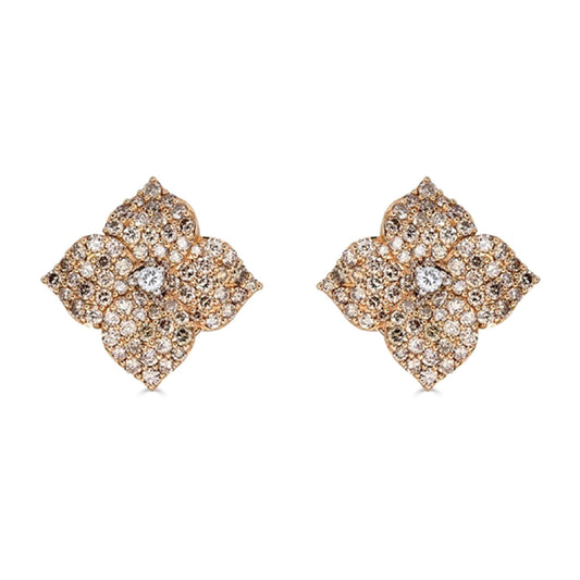 18k Rose Gold Small Champagne Diamond Piranesi Earrings