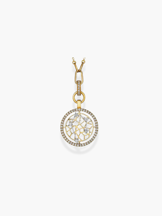 Libra Zodiac - 18k Yellow Gold and White Diamonds Necklace
