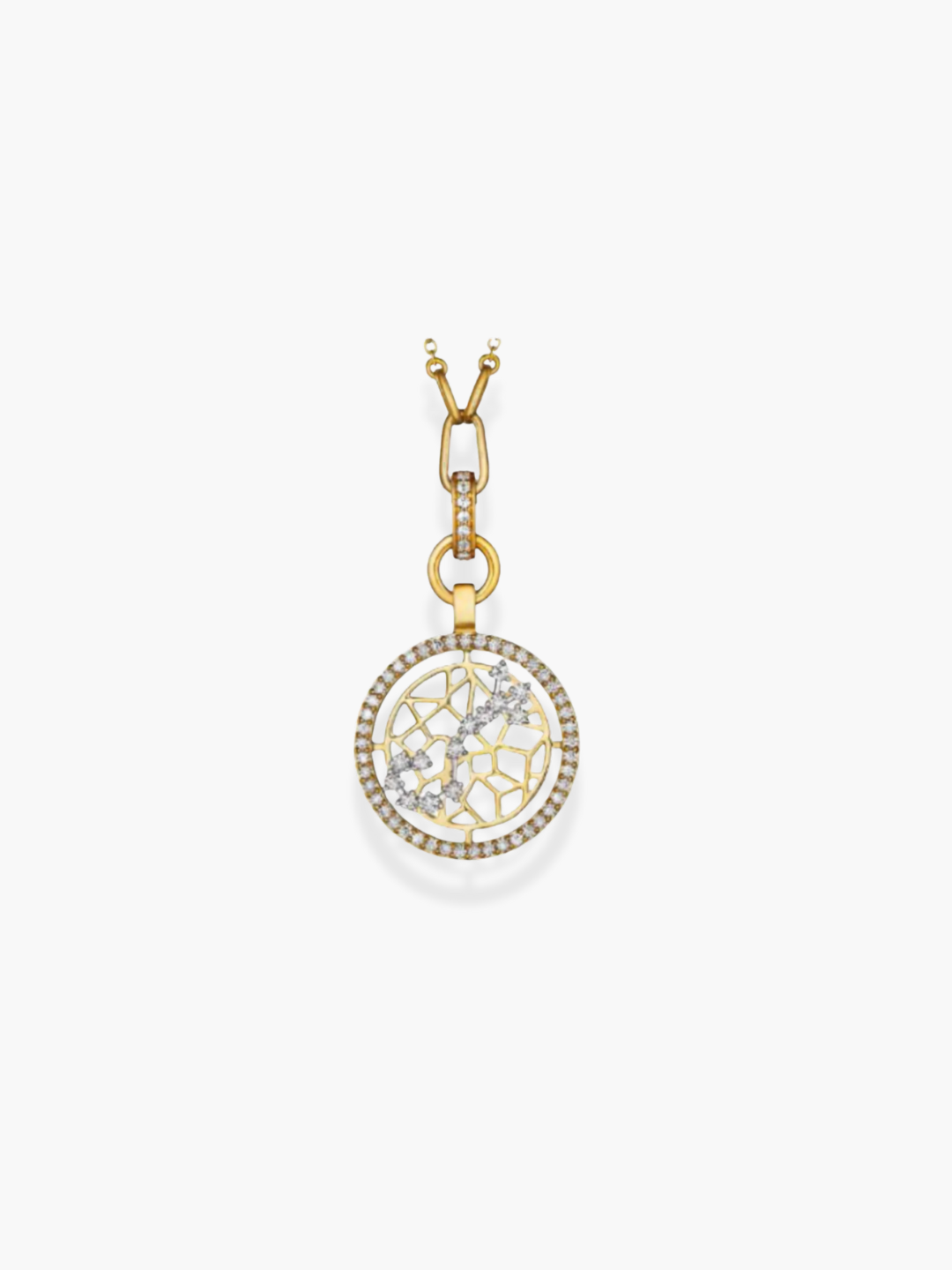 Scorpio Zodiac - 18k Yellow Gold and White Diamonds Necklace