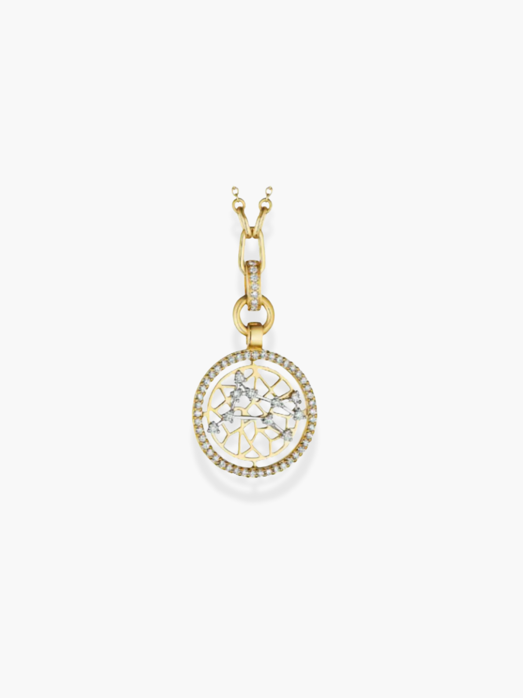 Aries Zodiac - 18k Yellow Gold and White Diamonds Necklace