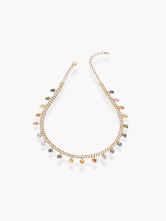 18K Rose Gold MultiSapphire Cuban Link Necklace