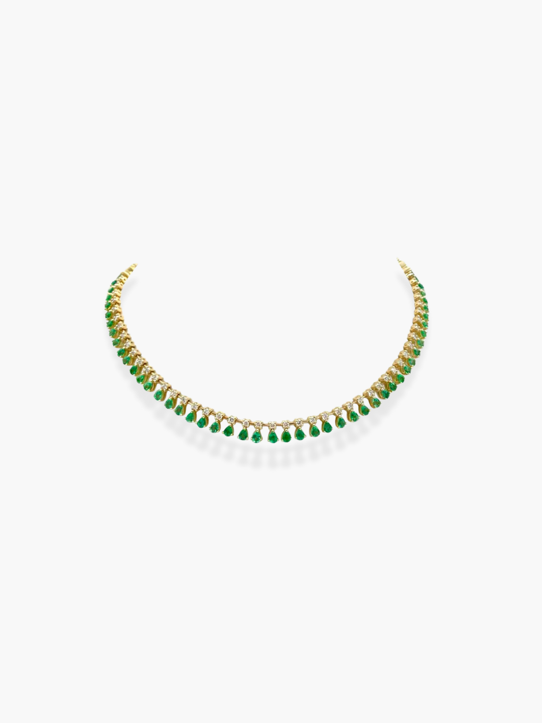 18k Yellow Gold Diamond and Emerald Necklace