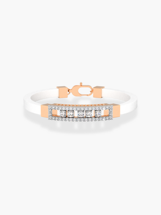 White Small Diamond Rubber Slider Bangle