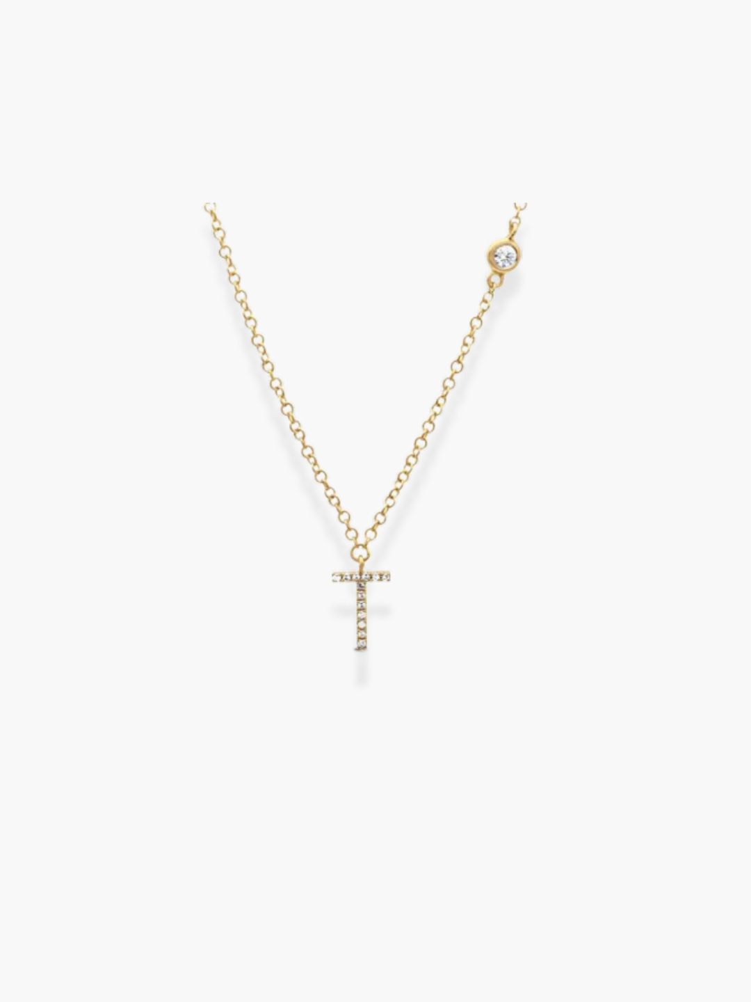 14k Yellow Gold Diamond Initials Necklace