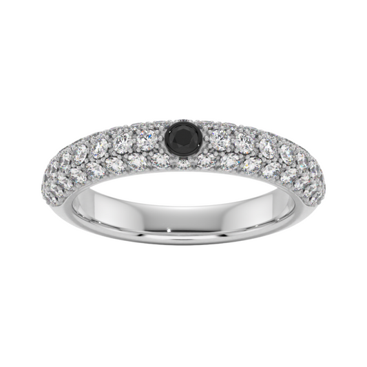 18K White gold white and black diamond ring