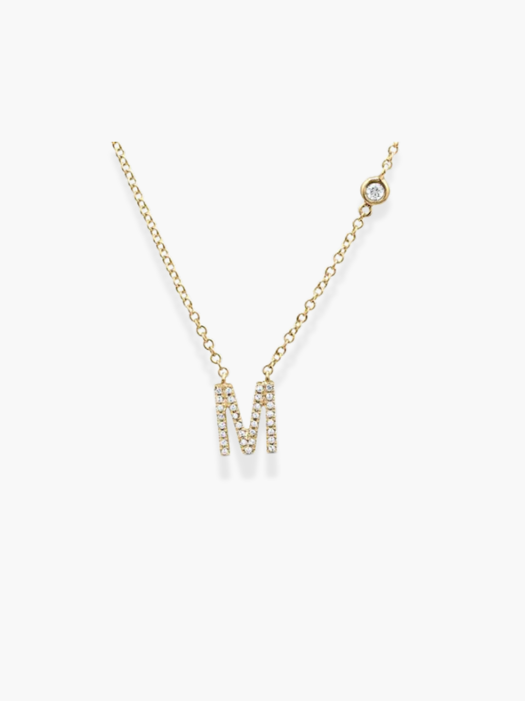 14k Yellow Gold Diamond Initials Necklace