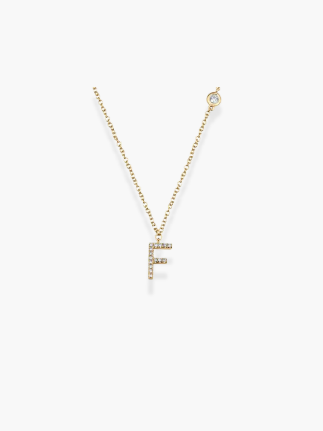 14k Yellow Gold Diamond Initials Necklace