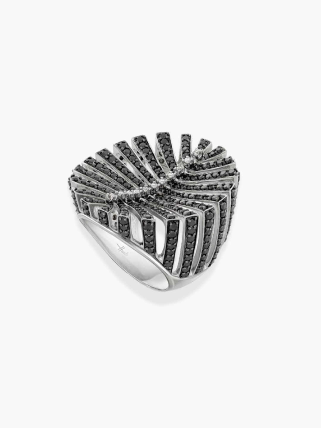 18K Hueb White Gold Black Diamond Hueb Ring