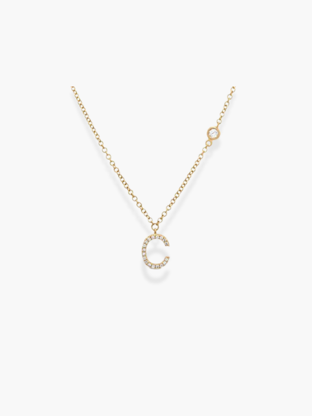 14k Yellow Gold Diamond Initial Necklace