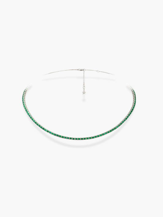 18K White Gold Emerald Choker Necklace