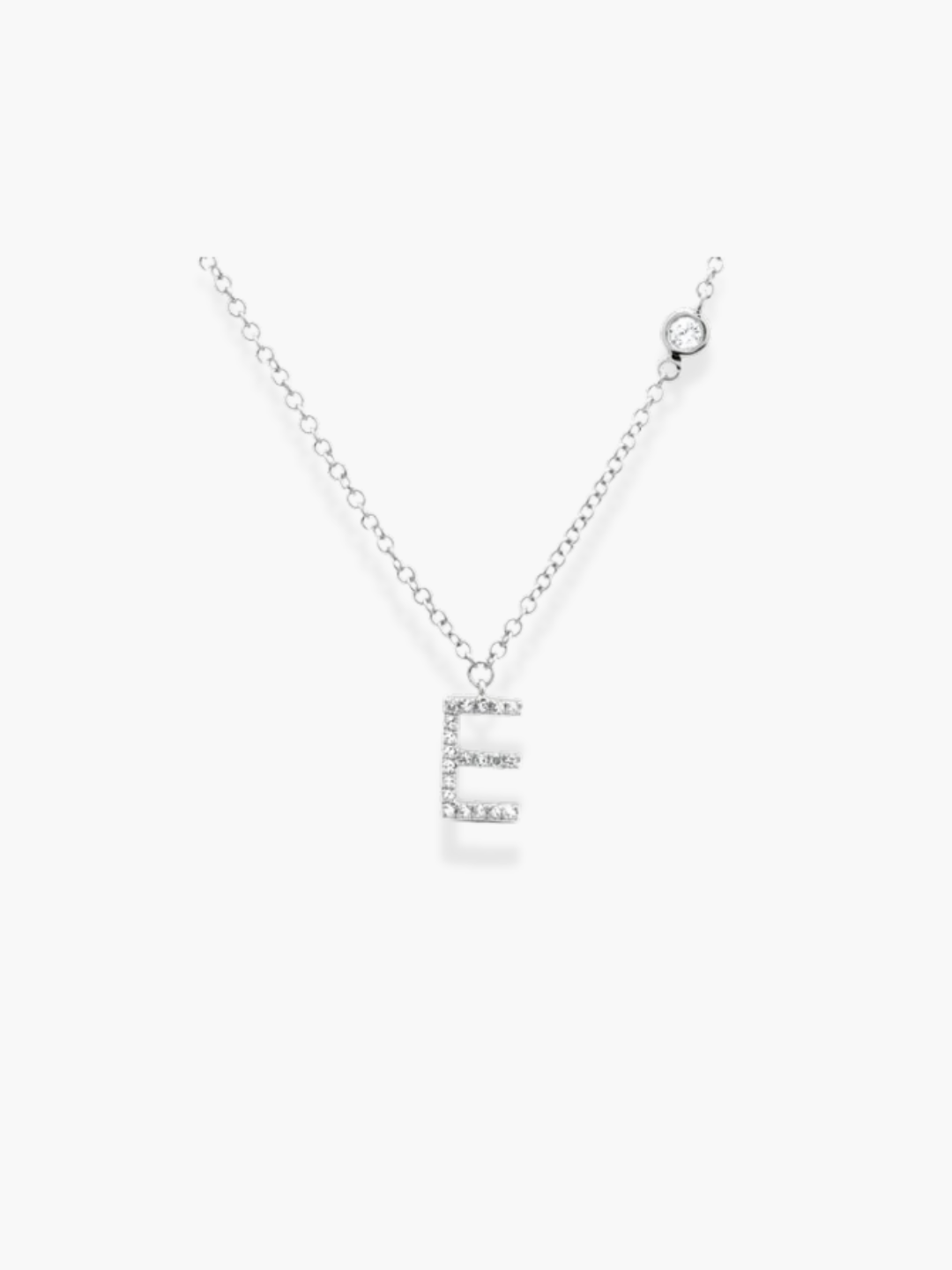 14k White Gold Diamond Initial Necklace
