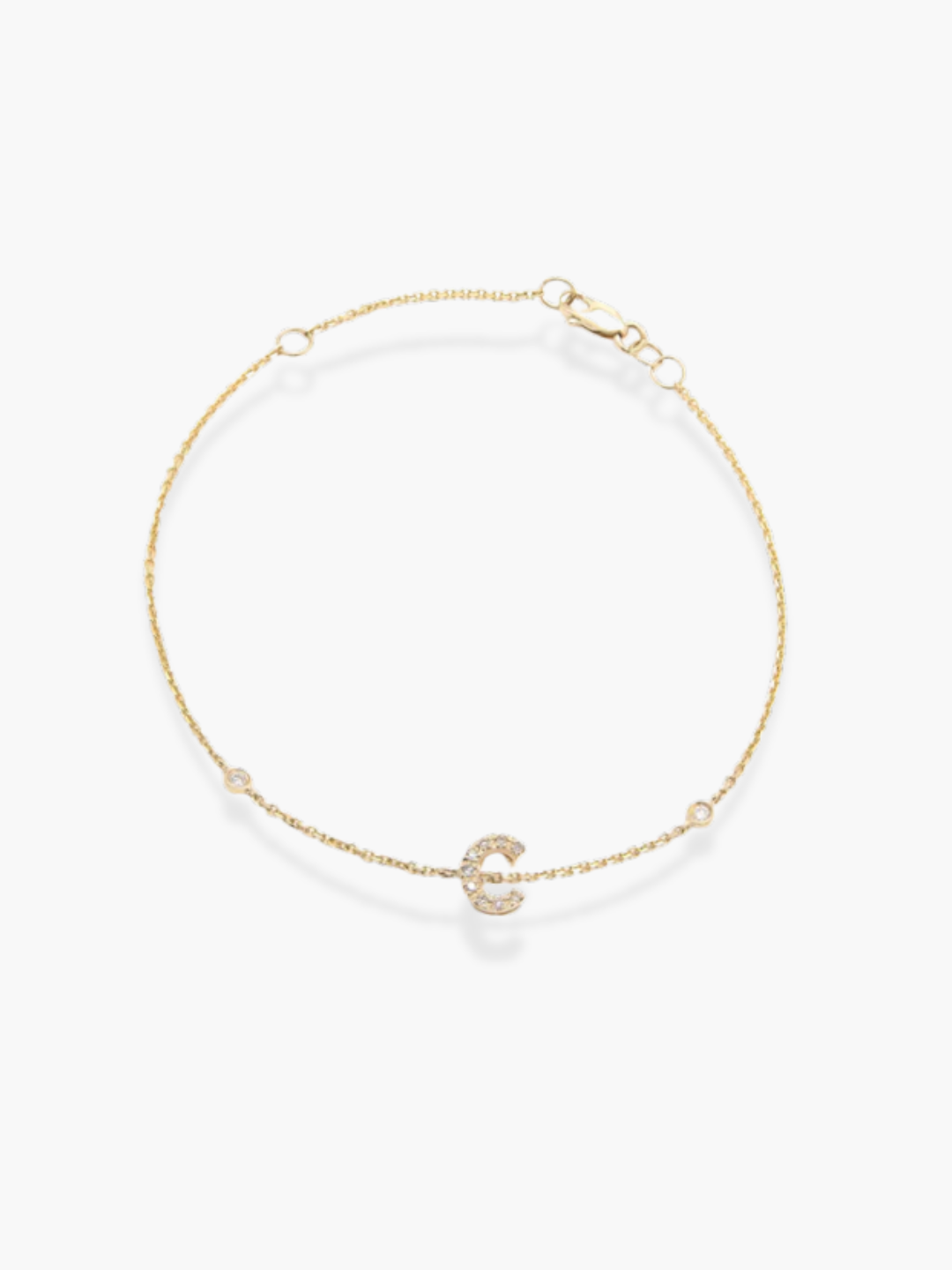 14K Yellow Gold Diamond Initials Bracelet