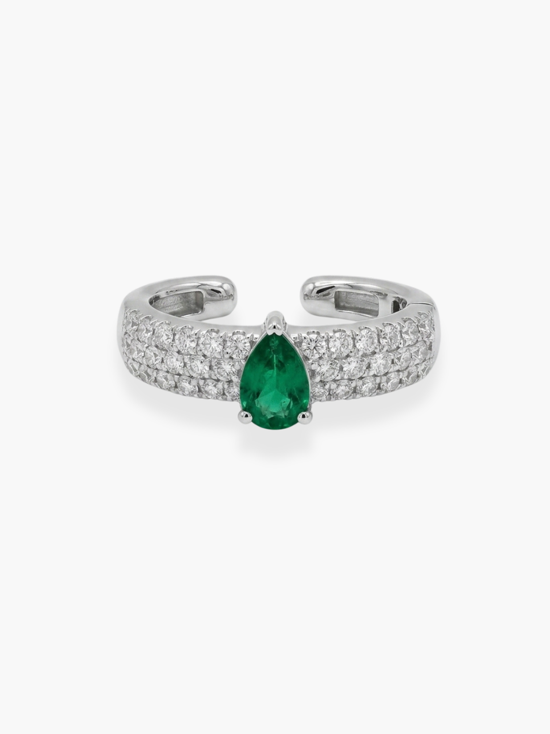18k White Gold Diamond and Emerald Ear Cuff Earring