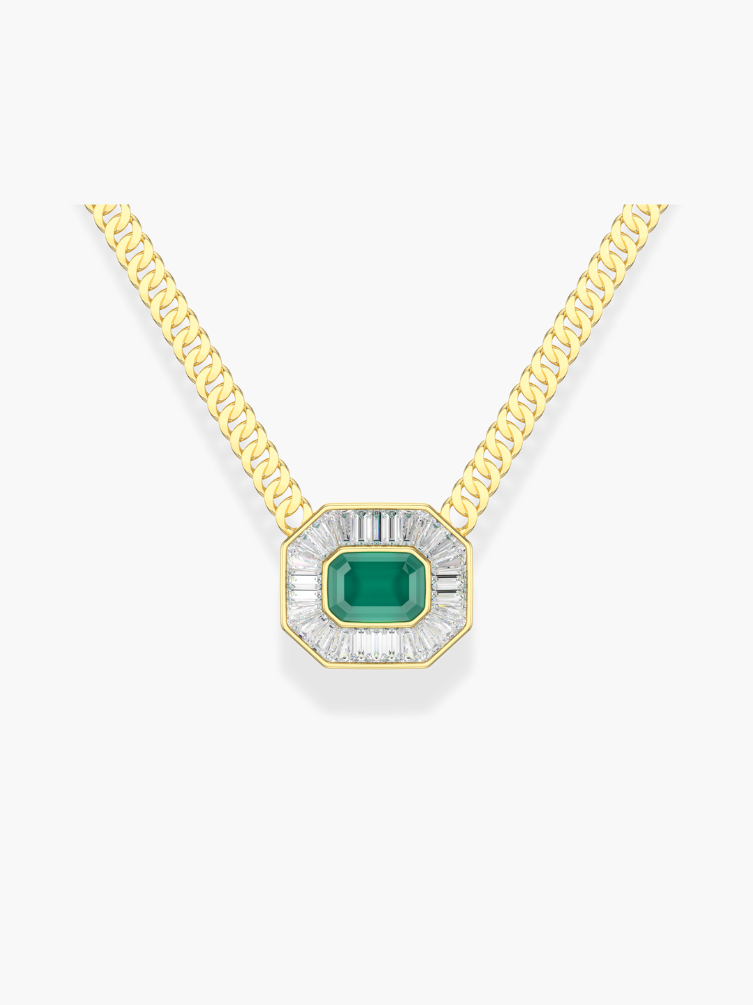 18k yellow gold emerald and diamond necklace