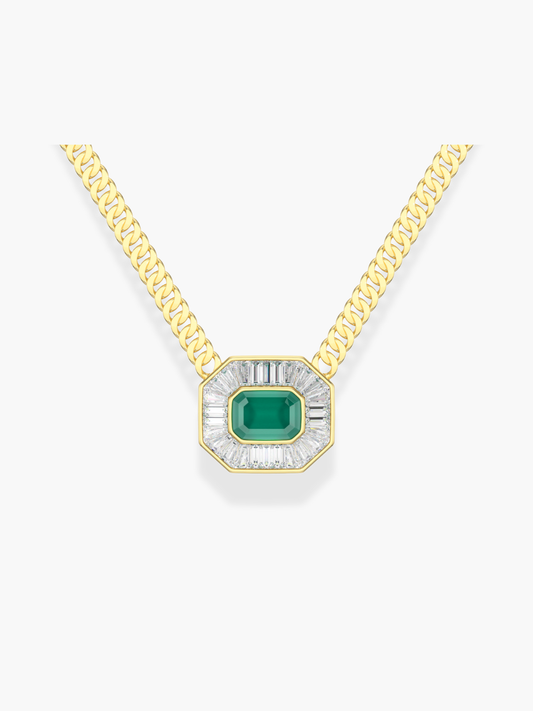 18k yellow gold emerald and diamond necklace