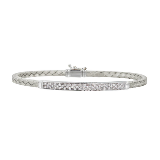 18k White Titanium Piranesi Braided Bangle with White Diamonds - MEN'S Collection