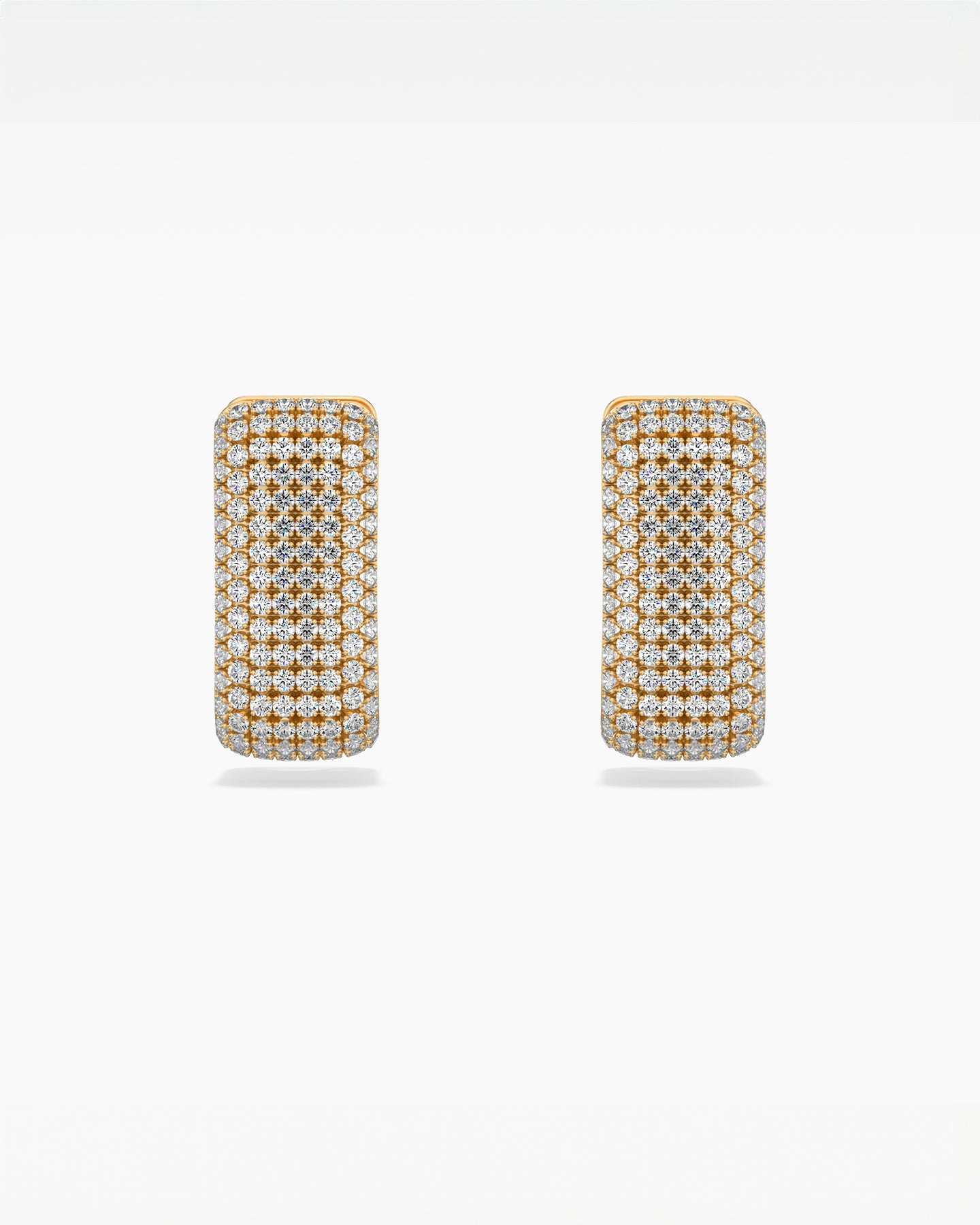 18K Rose Gold Diamond Squared Shaped Hoop Earrings