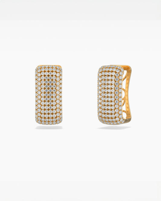 18K Rose Gold Diamond Squared Shaped Hoop Earrings