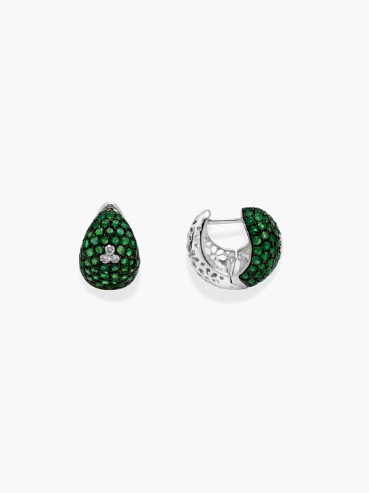 18K White Gold Emerald and Diamond Earrings