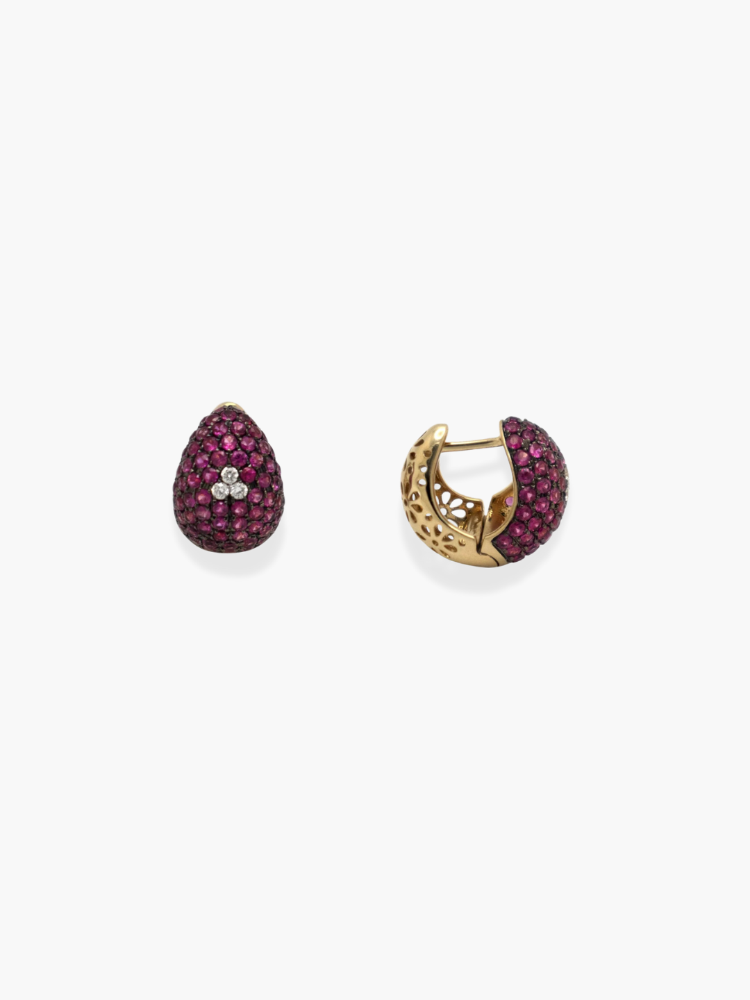 18K Rose Gold Ruby and Diamond Earrings