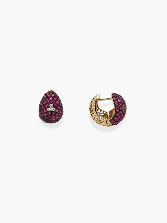 18K Rose Gold Ruby and Diamond Earrings