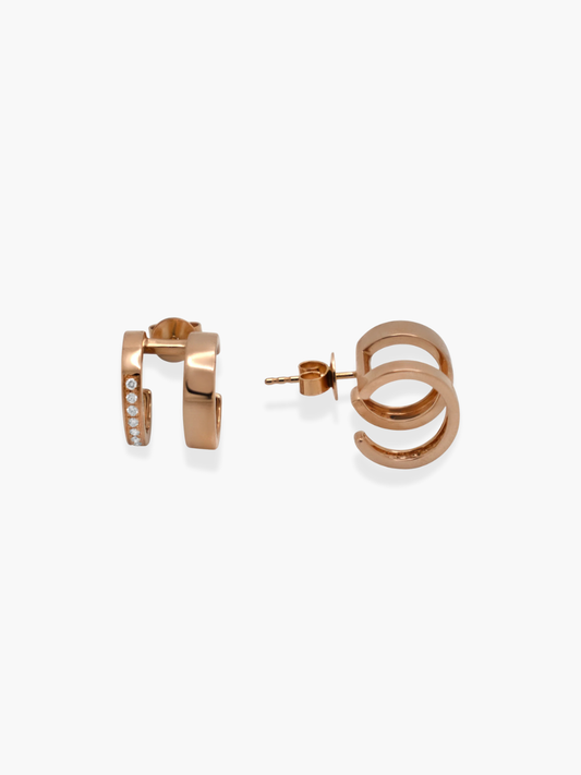 18K Rose Gold Diamond Hoop Earrings