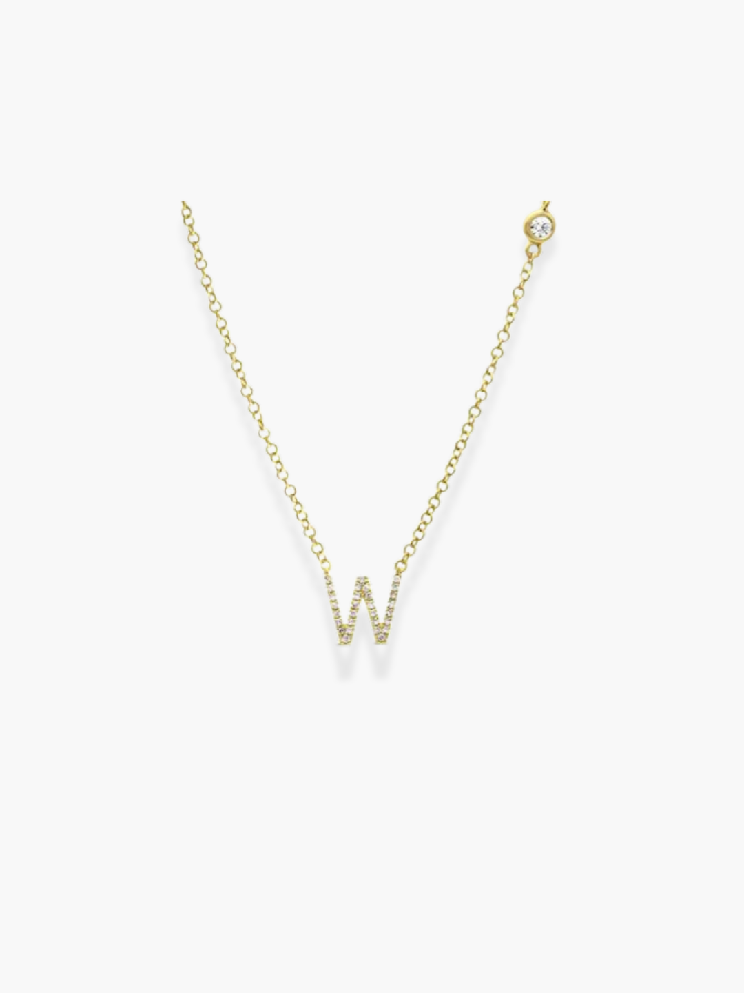 14k Yellow Gold Diamond Initials Necklace